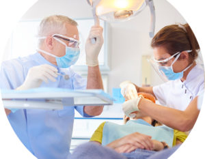 Header image of dental staff and patient