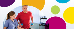 Image of man on treadmill with a physiotherapist